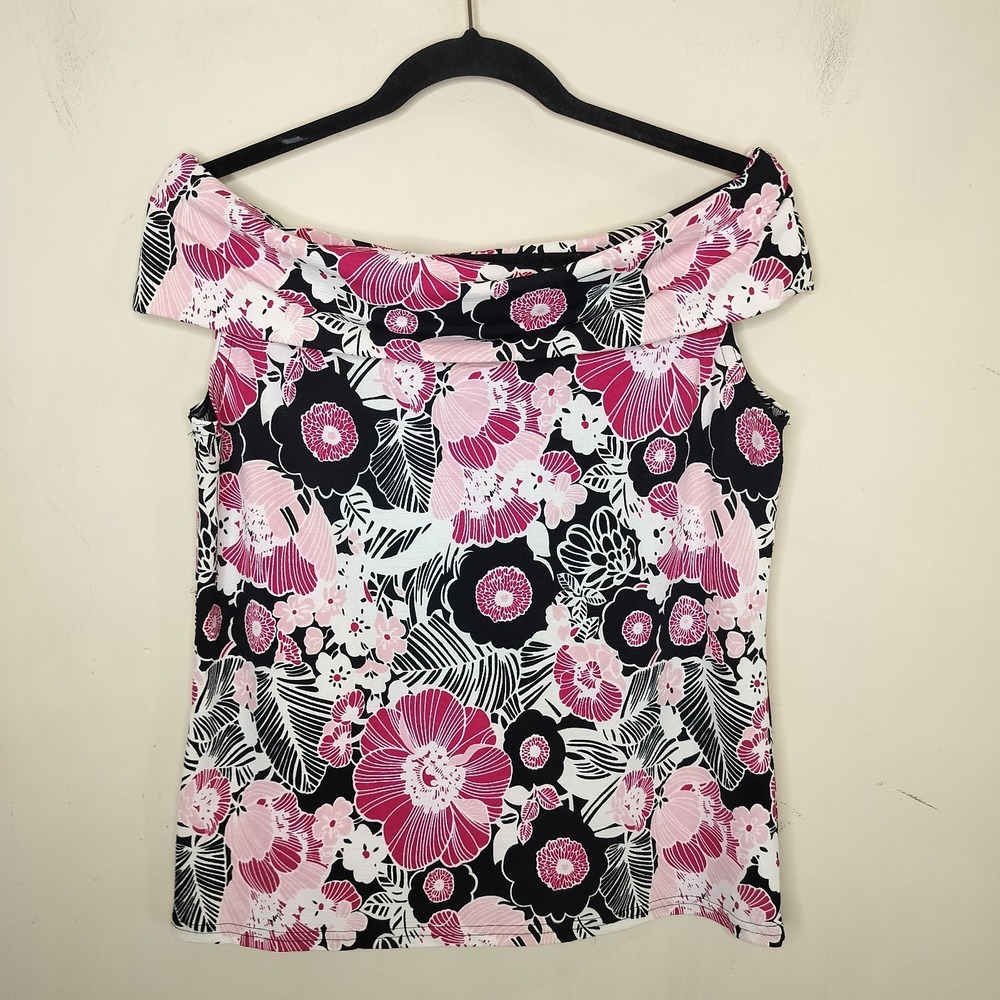 Carducci Vtg Floral Top Off Shoulder Stretch Made in USA